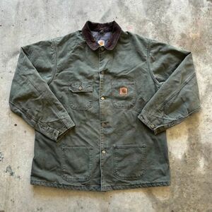 Vintage Carhartt C02MOS Moss Green Blanket Lined Chore Coat Size XXL